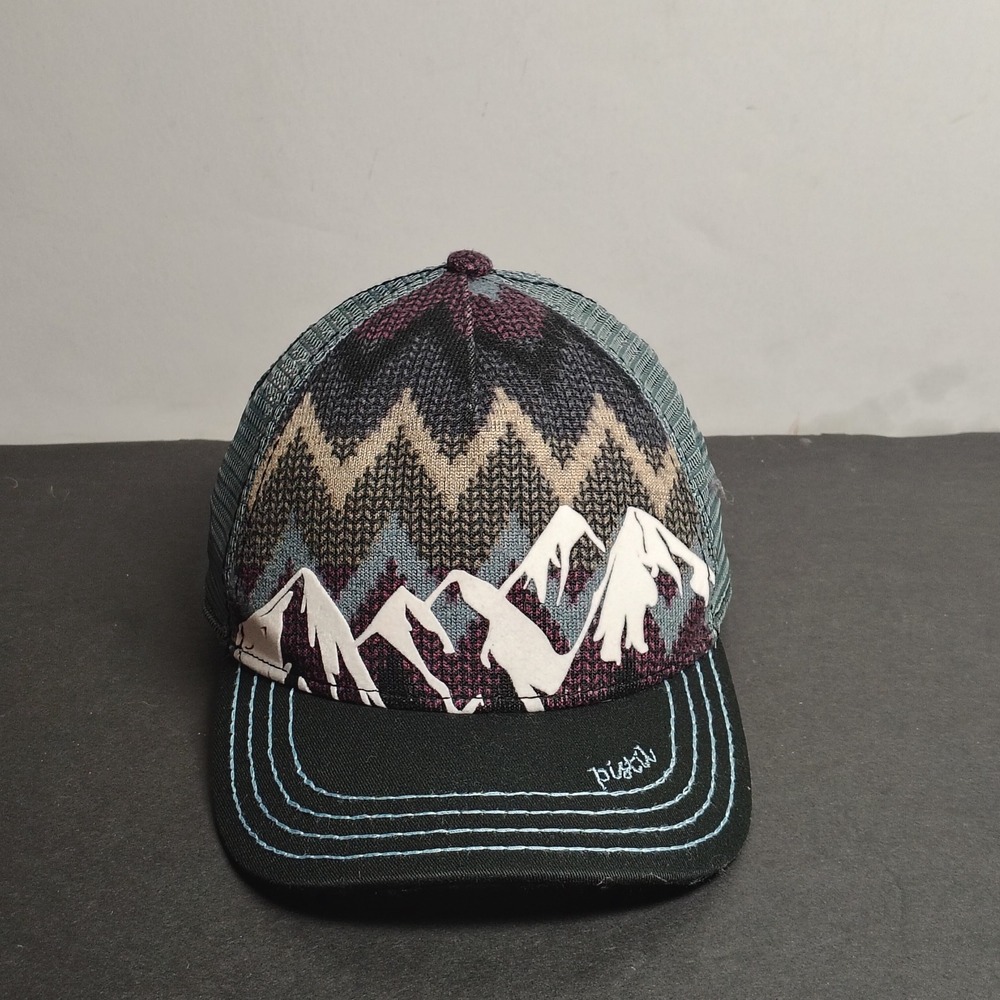 Pistil Women Trucker Hat OS Blue Knit Mountain Snapback Gorpcore Mesh Cap